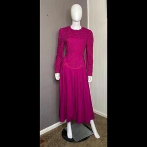 1980's Magenta Beaded Peasant Dress from Sarah Elizabeth size 12